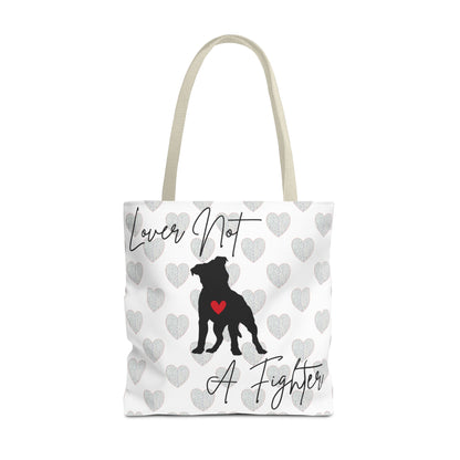 "Lover Not A Fighter" Pitbull Tote Bag