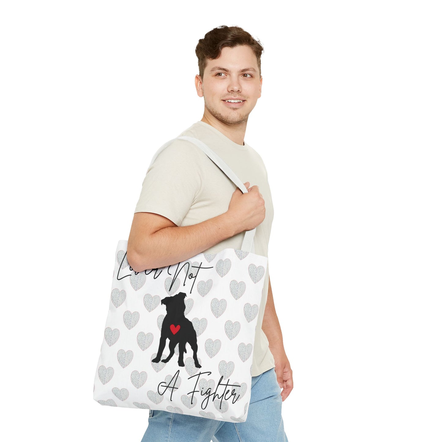 "Lover Not A Fighter" Pitbull Tote Bag