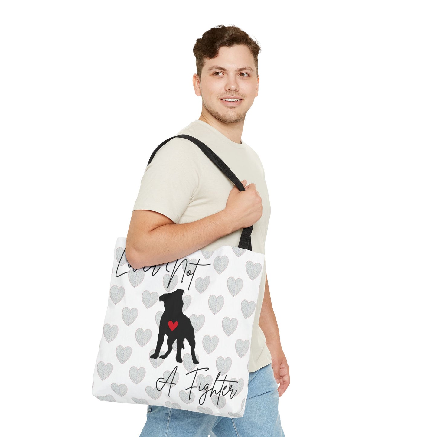 "Lover Not A Fighter" Pitbull Tote Bag