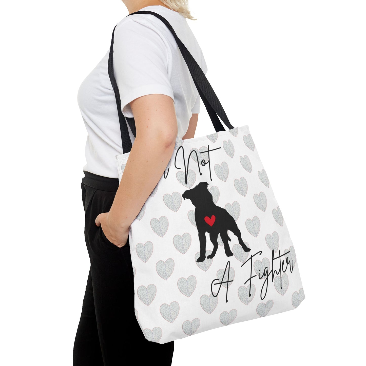 "Lover Not A Fighter" Pitbull Tote Bag